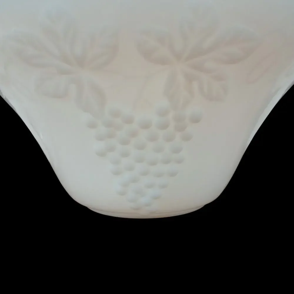 Anchor Hocking Milk Glass Harvest Grape Punch Bowl w/ 12 Matching Cups & Hooks